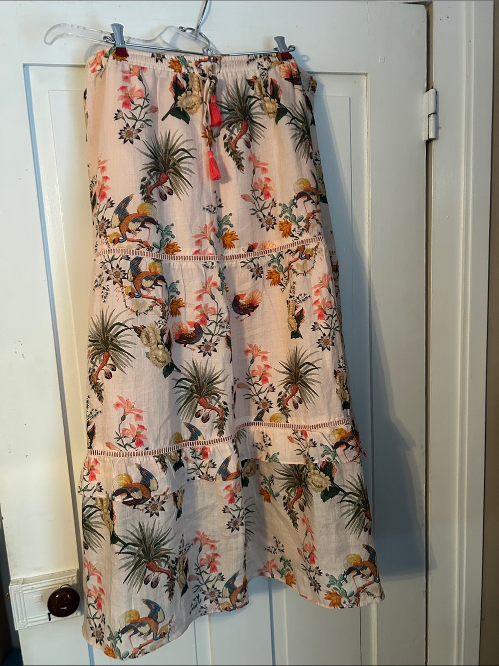 JOHHNY WAS WORKSHOP Maxi Skirt Floral & Bird Large Flowy Fairy Boho
